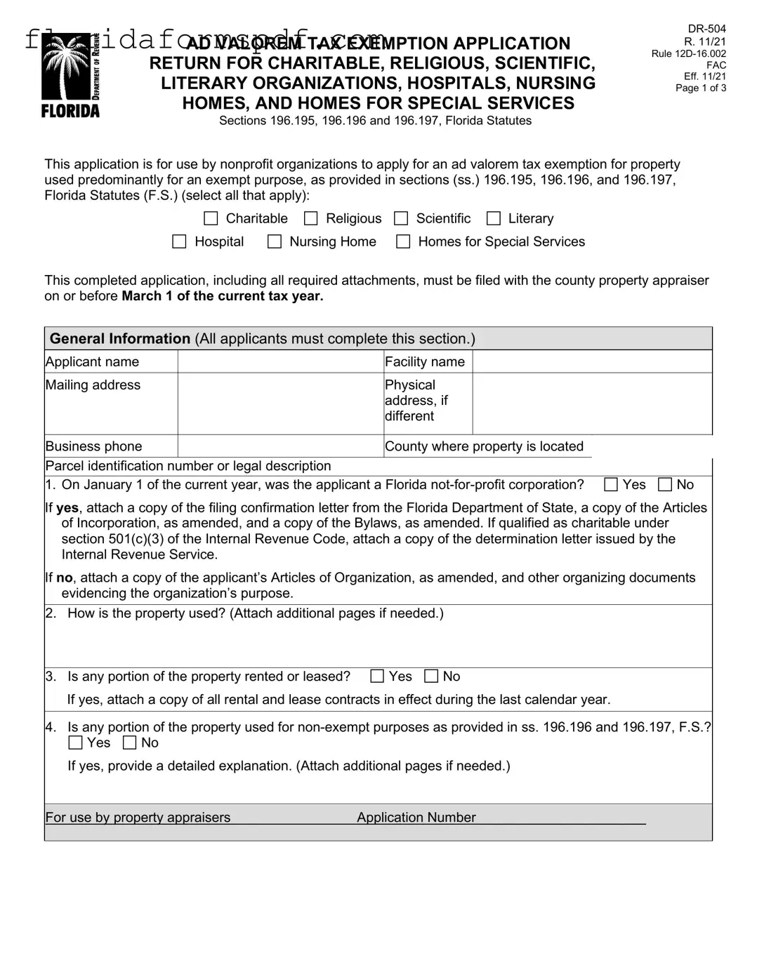Fill Out a Valid Dr 504 Florida Template