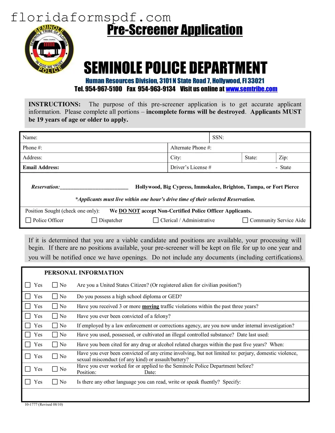 Fill Out a Valid Florida 10 1777 Template