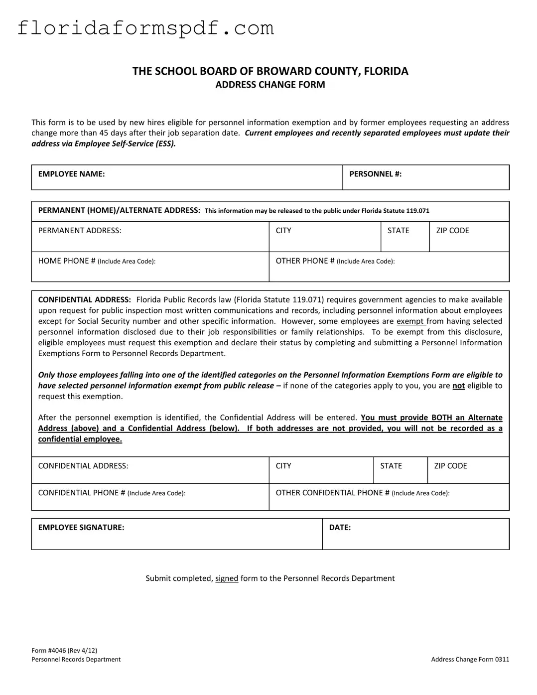 Fill Out a Valid Florida 4046 Template
