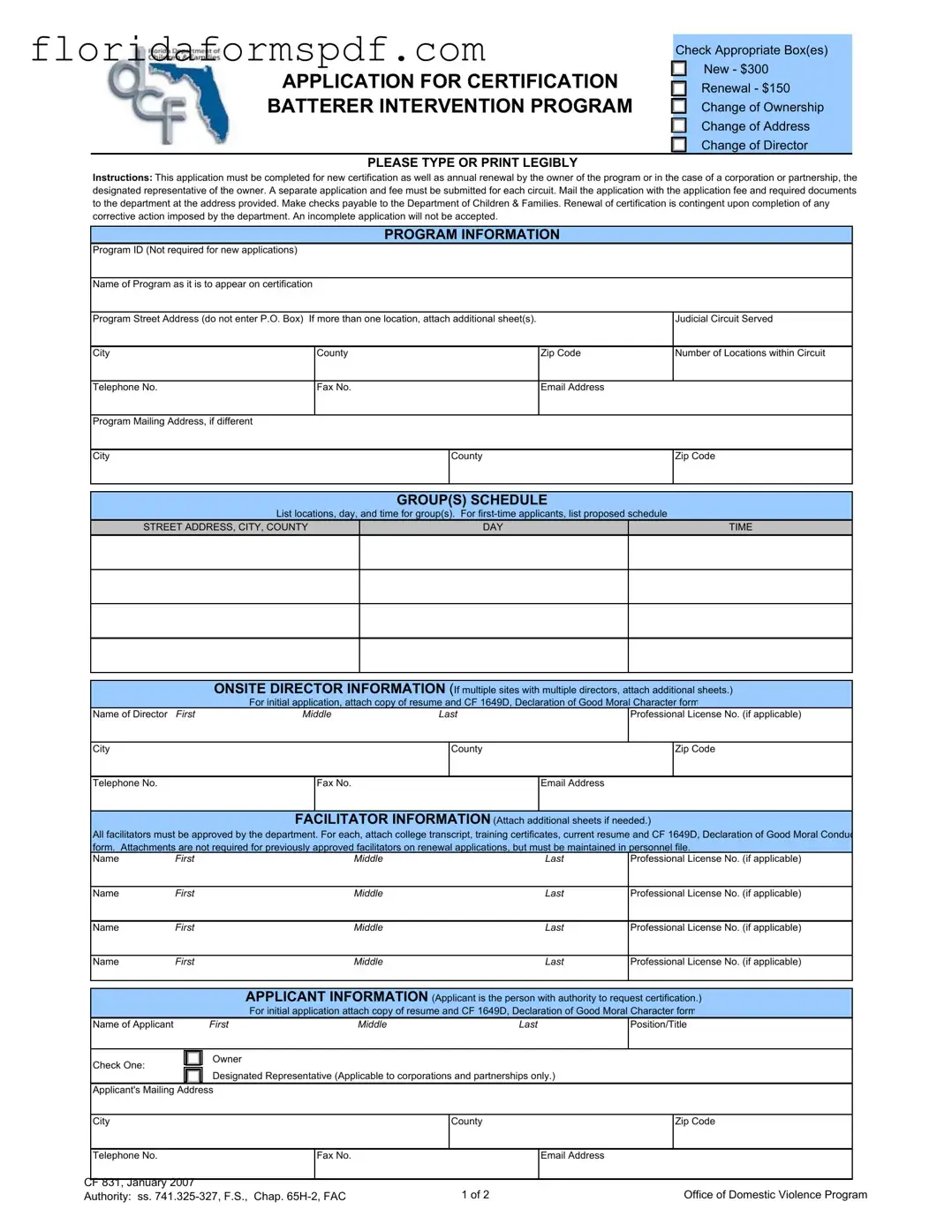 Fill Out a Valid Florida Cf 831 Template
