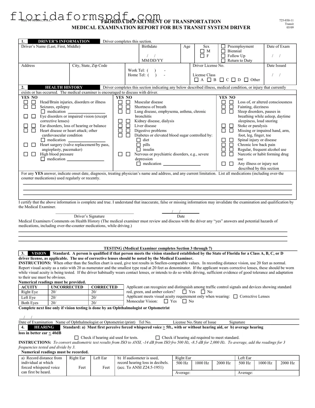 Fill Out a Valid Florida Dot Medical Template