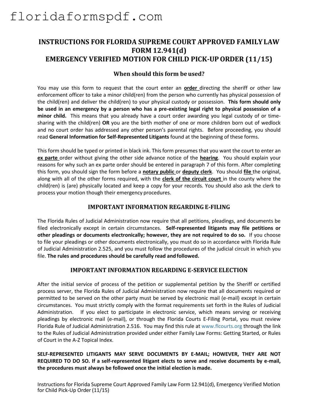 Fill Out a Valid Florida Emergency Template
