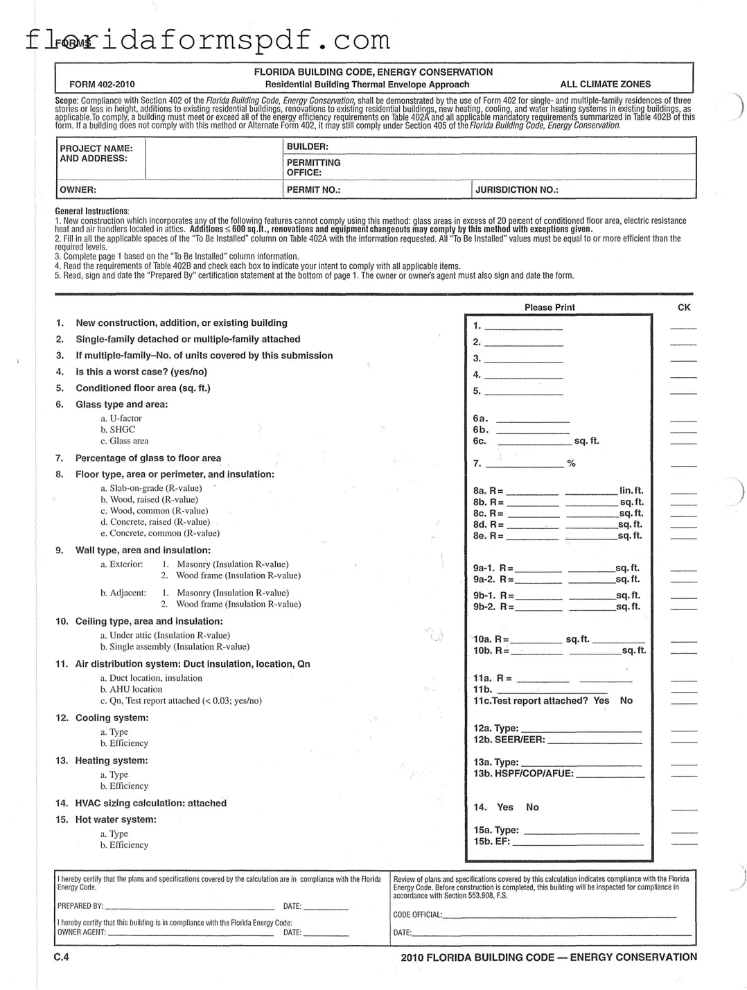 Fill Out a Valid Florida Energy Template