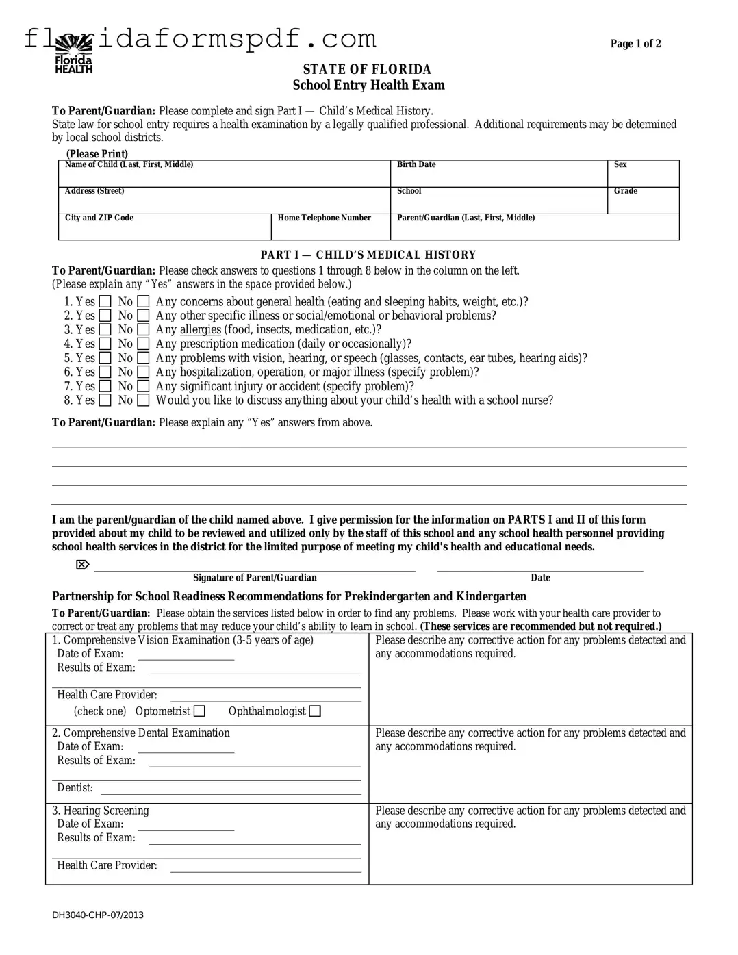 Fill Out a Valid Florida Health Template