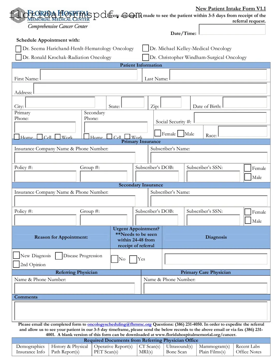 Fill Out a Valid Florida Hospital Template