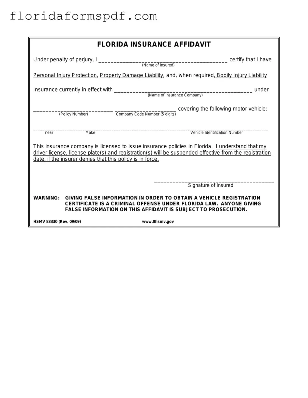 Fill Out a Valid Florida Hsmv 83330 Template