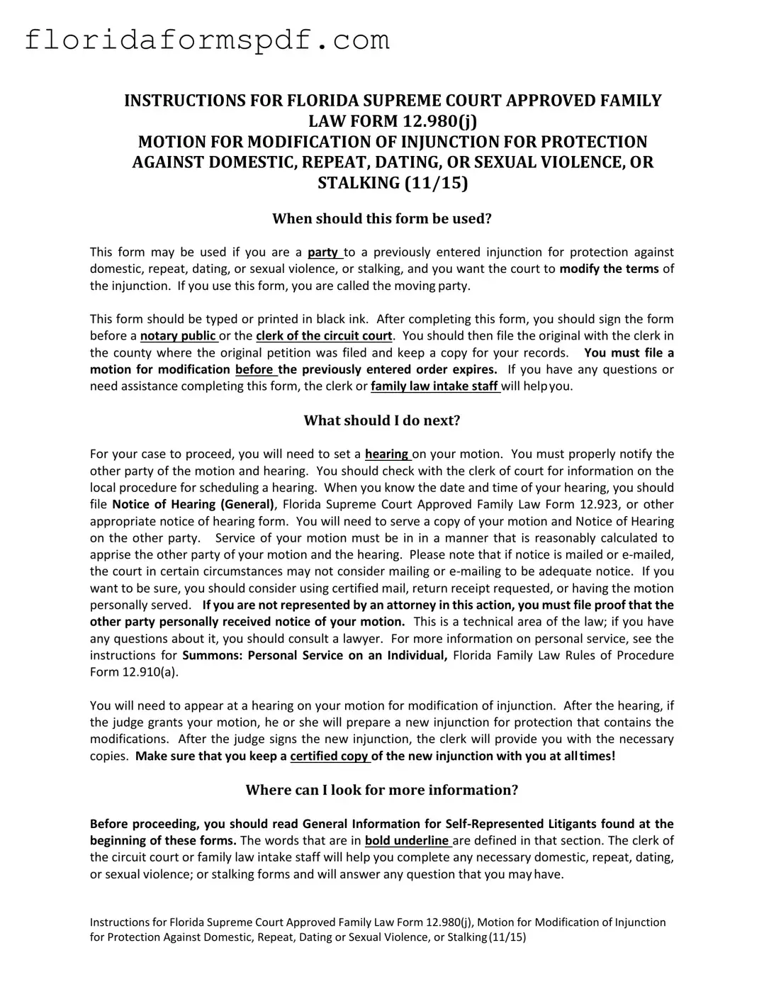 Fill Out a Valid Florida Injunction Template