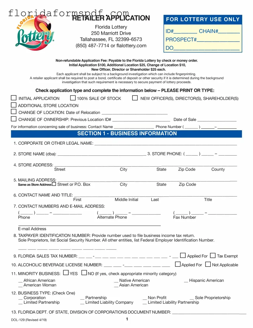 Fill Out a Valid Florida Lottery Dol 129 Template