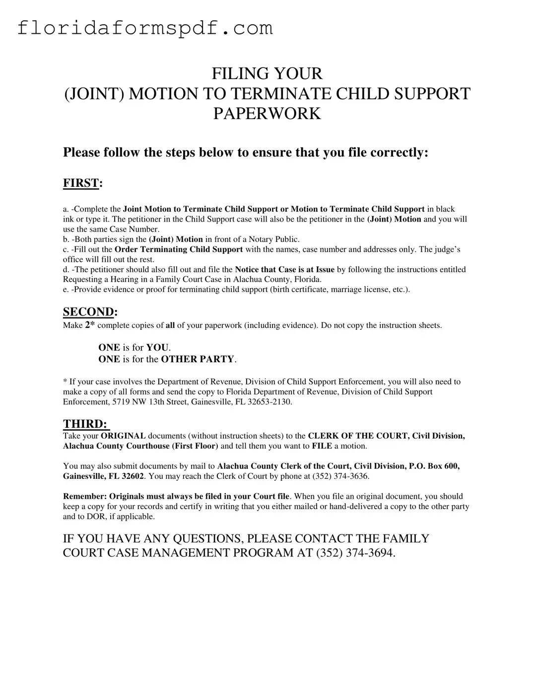Fill Out a Valid Florida Motion Terminate Income Deduction Order Template