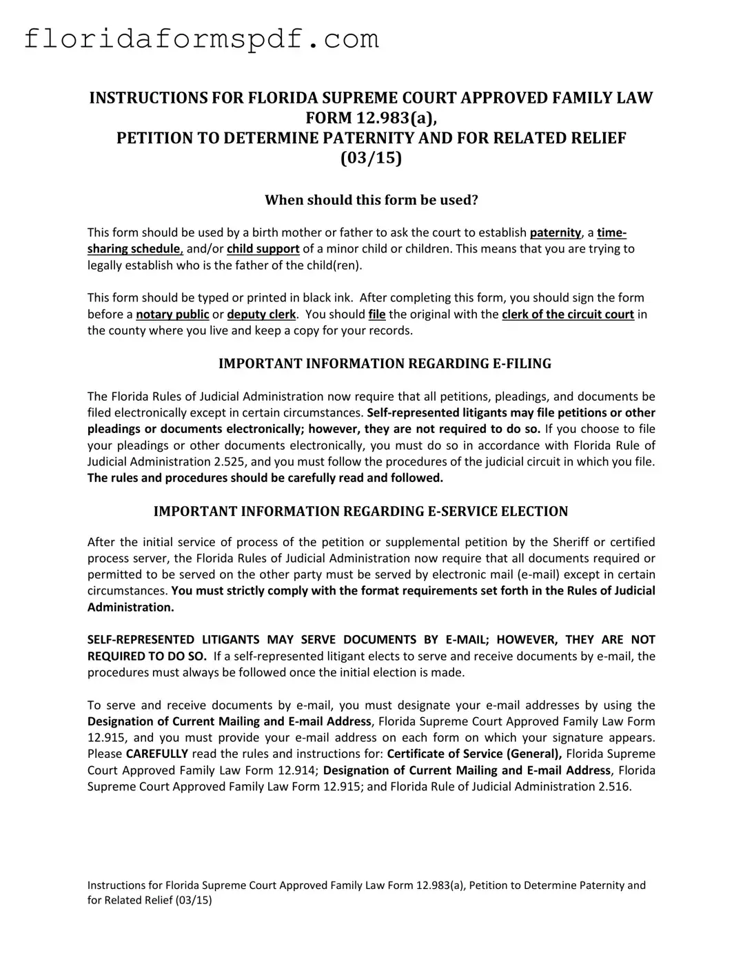 Fill Out a Valid Florida Petitioner Template