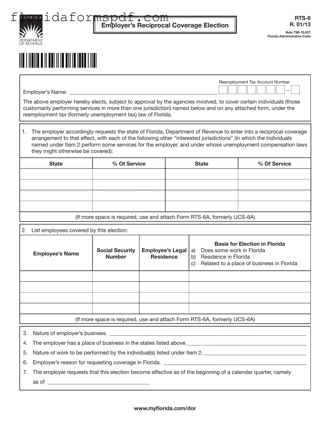 Fill Out a Valid Florida Rts 6 Template