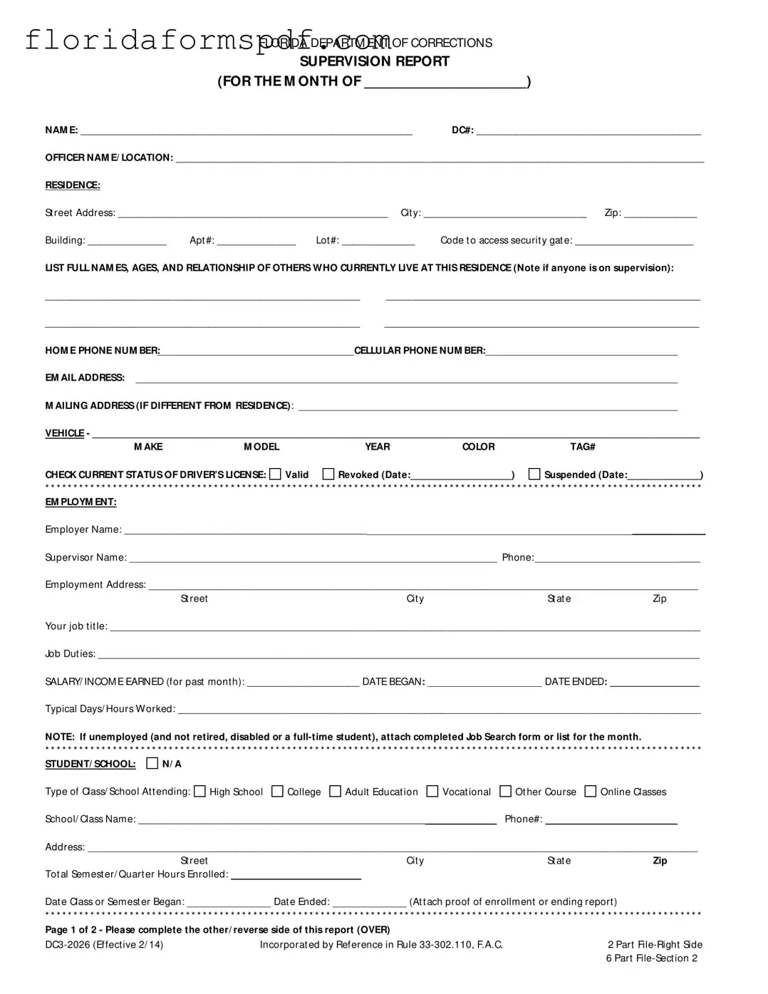 Fill Out a Valid Florida Supervision Report Template