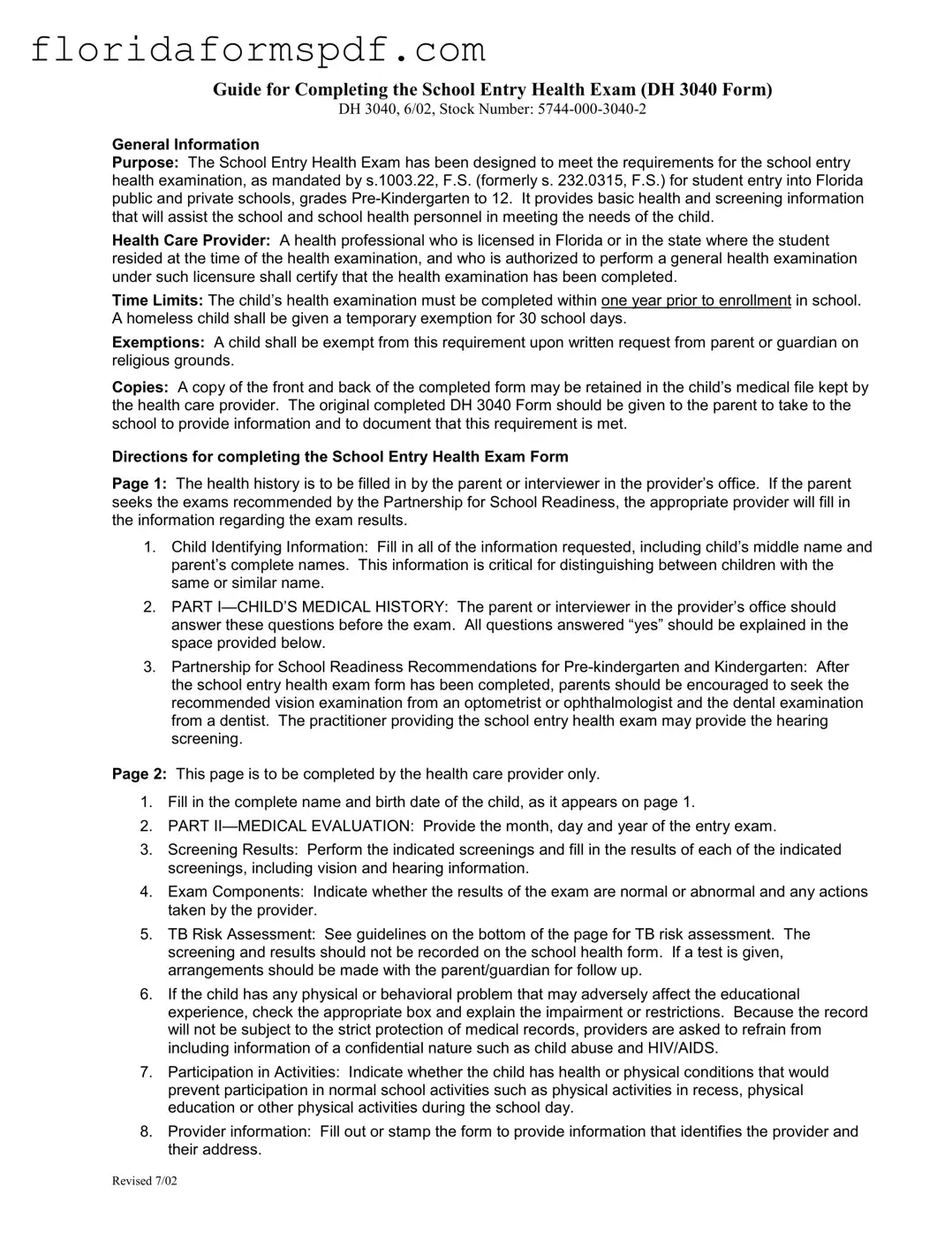 Fill Out a Valid Health For Florida Template