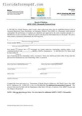 Fill Out a Valid Arnp Florida Protocol Template