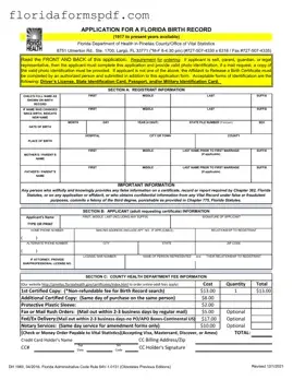 Fill Out a Valid Florida Birth Certificate Template