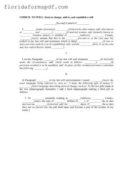Fill Out a Valid Florida Codicil Template