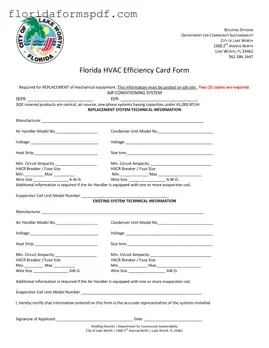 Fill Out a Valid Florida Hvac Efficiency Card Template
