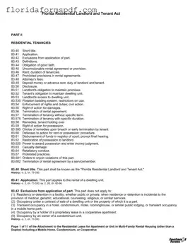 Fill Out a Valid Florida Landlord Tenant Act Template