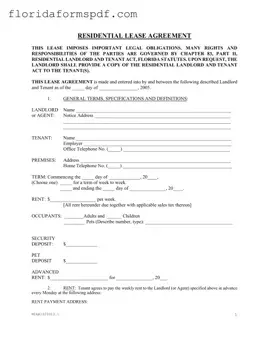 Fill Out a Valid Florida Residential Agreement Template