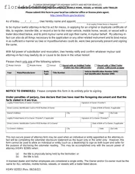 Fill Out a Valid Florida Vehicle POA form 82053 Template